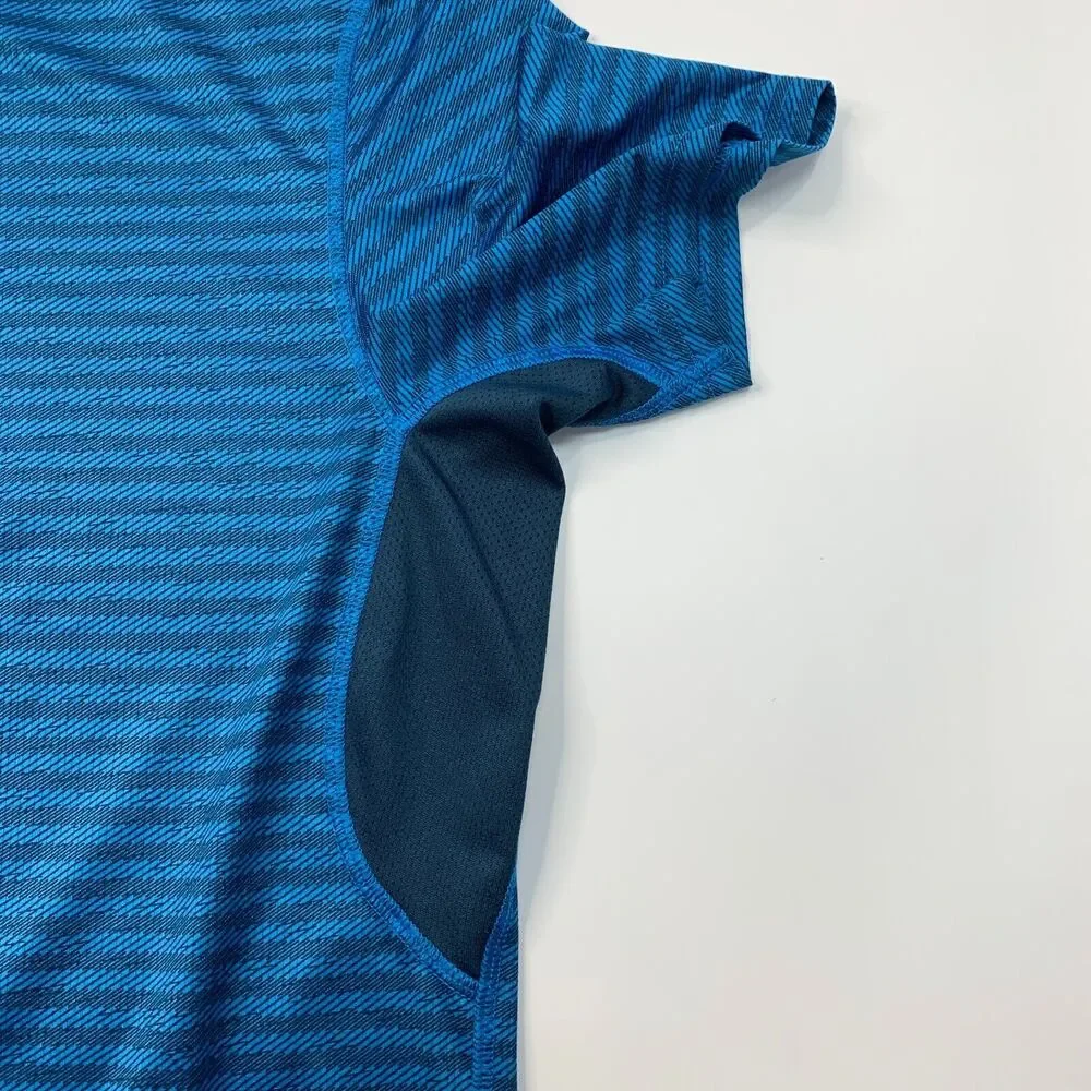 Champion Running T Shirt Mens M Medium Blue Striped Moisture Wick Stretch Tee - Picture 8 of 12